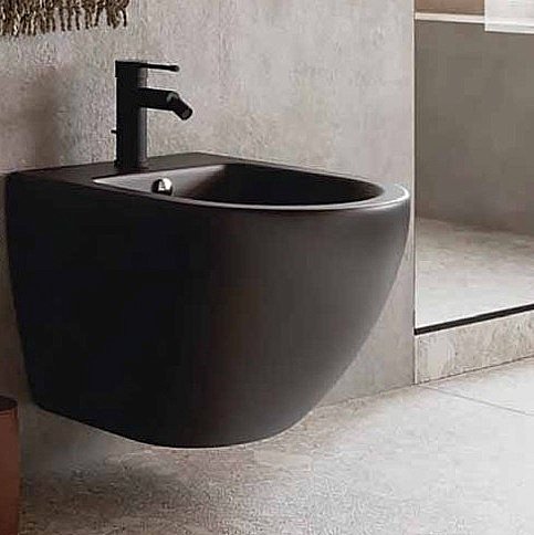 Биде подвесное CeramaLux N 2197-18 черное глянцевое купить в интернет-магазине Sanbest