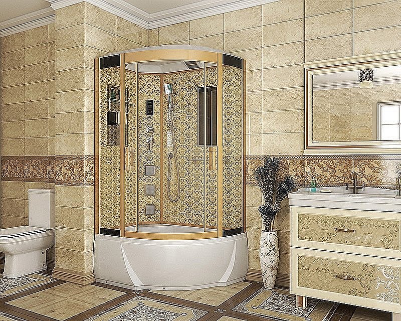 Душевая кабина Niagara Luxe 7712G 80х120 золото купить в интернет-магазине Sanbest