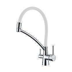 Смеситель для кухни Paulmark Sigen Si213111-CR Хром, Белый купить в интернет-магазине сантехники Sanbest