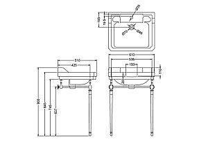 Консоль с раковиной Burlington Edwardian B5 1TH шлифованный никель для ванной в интернет-магазине сантехники Sanbest