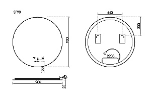 Зеркало с подсветкой Sancos Sfera 2.0 SF2.900 90х90 в ванную от интернет-магазине сантехники Sanbest