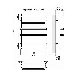 Полотенцесушитель электрический Terminus Евромикс П6 450x596 левый/правый купить в интернет-магазине сантехники Sanbest