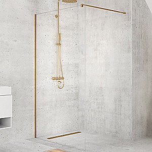 Душевое ограждение NEW TRENDY VELIO GOLD SATIN 80 D-0189B стекло прозрачное/профиль матовое золото купить в интернет-магазине Sanbest