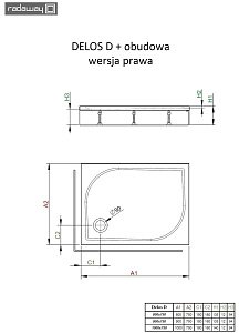 Душевой поддон со съемной панелью Radaway Delos D 90х75 купить в интернет-магазине Sanbest