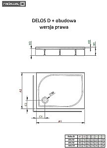Душевой поддон со съемной панелью Radaway Delos D 4D97514-03L 90х75 белый купить в интернет-магазине Sanbest