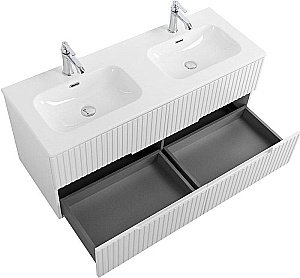 Тумба с раковиной Cezares DUET-N 120 DUET-N-1200-4C-SO-2-BL белая глянцевая для ванной в интернет-магазине Sanbest