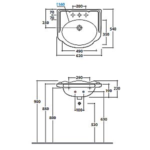 Раковина подвесная Globo Paestum 62 PA057.BI*1 белая купить в интернет-магазине Sanbest