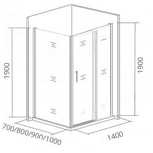 Душевой уголок Good Door Cofe WTW+SP 140х80 стекло прозрачное/профиль черный купить в интернет-магазине Sanbest