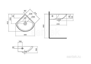 Раковина подвесная Santek Ирис 1WH110514 купить в интернет-магазине Sanbest