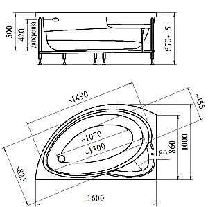 Ванна акриловая Vannesa Модерна 2-78-0-1-214 160х100 купить в интернет-магазине Sanbest