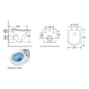 Унитаз подвесной Azario Etera AZ-118E-UQ3 белый, безободковый, с крышкой микролифт, слив торнадо купить в интернет-магазине Sanbest