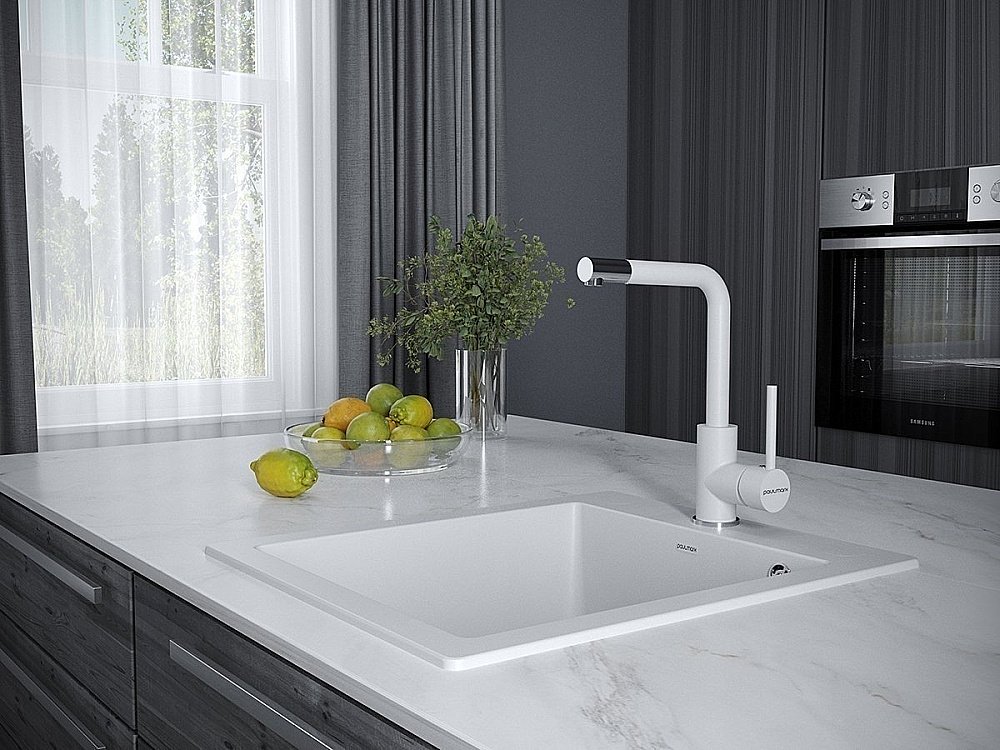 Смеситель для кухни Paulmark Honner Ho212018-WH Белый матовый купить в интернет-магазине сантехники Sanbest