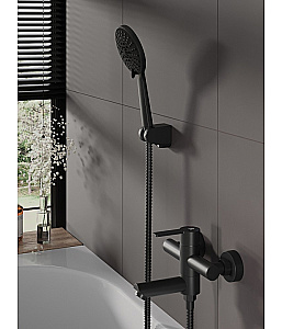 Смеситель для ванны Agger Easy A3121244 с душевым набором, черный матовый купить в интернет-магазине сантехники Sanbest