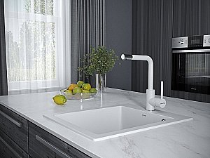 Смеситель для кухни Paulmark Honner Ho212018-WH Белый матовый купить в интернет-магазине сантехники Sanbest