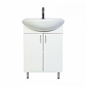 Тумба с раковиной Orange Роса LA-50TUW+RA белая глянец для ванной в интернет-магазине Sanbest