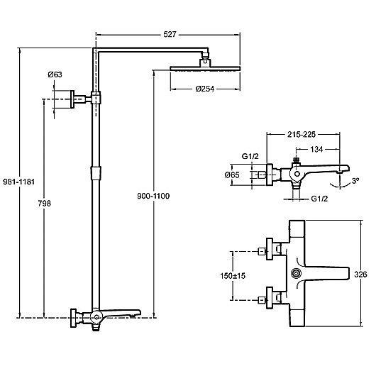 Душевая система Jacob Delafon AVID E97389RU-9-CP хром купить в интернет-магазине сантехники Sanbest