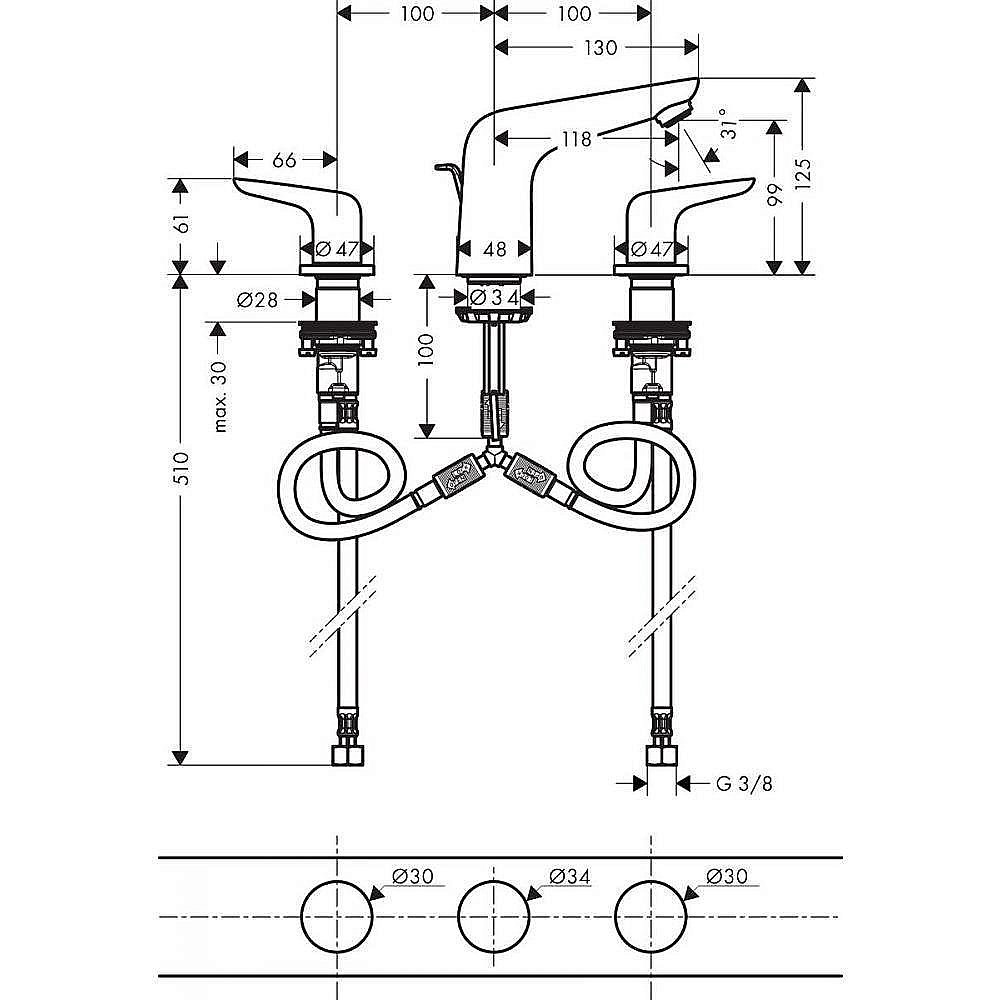 Смеситель для раковины Hansgrohe Novus 100 71140000 купить в интернет-магазине сантехники Sanbest