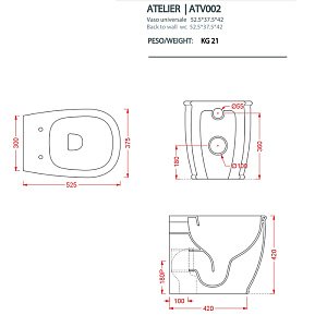 Унитаз приставной Artceram ATELIER ATV002 05 00 белый матовый купить в интернет-магазине Sanbest