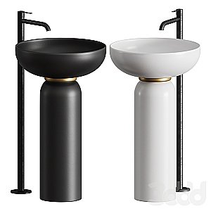 Раковина с пьедесталом Artceram Jolie 50 JOC001 17 00-JOL001 01 00 черная матовая купить в интернет-магазине Sanbest