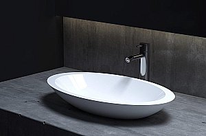 Раковина накладная Salini Callista 02 1101102G 57,5  из искусственного камня S-Sense, белая глянцевая купить в интернет-магазине Sanbest