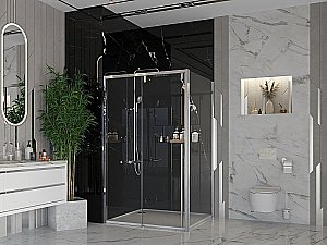 Душевой уголок Ambassador Intense IX 110021102IX-80IX 130х80 стекло прозрачное/профиль хром купить в интернет-магазине Sanbest