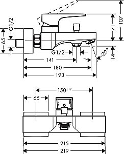 Смеситель для ванны Hansgrohe Metropol 74540000 купить в интернет-магазине сантехники Sanbest