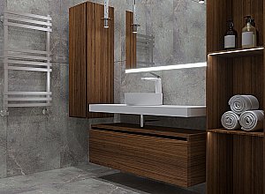 Тумба с раковиной и столешницей Armadi Art Flat 140 темный дуб для ванной в интернет-магазине Sanbest