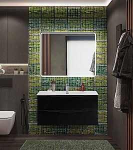 Тумба с раковиной BelBagno MARINO-CER-N-1000-2C-SO-NL-P Nero Lucido для ванной в интернет-магазине Sanbest