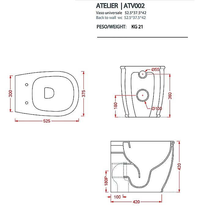 Унитаз приставной Artceram ATELIER ATV002 05 00 белый матовый купить в интернет-магазине Sanbest