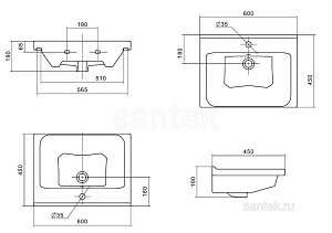 Раковина мебельная Santek Миранда 1WH302421 купить в интернет-магазине Sanbest