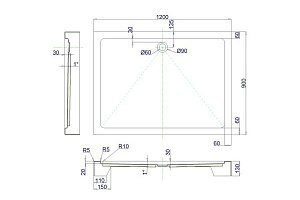 Душевой поддон Royal Bath HP 120х90 купить в интернет-магазине Sanbest