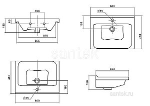 Раковина мебельная Santek Миранда 60 1.WH30.2.421 белая купить в интернет-магазине Sanbest