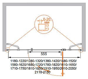 Душевая дверь Cezares ELENA-W-B-13-30+60/60-P-Cr купить в интернет-магазине Sanbest
