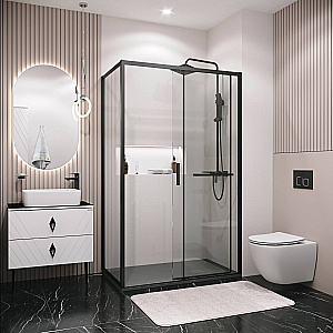 Душевой уголок Grossman Style 110х100 120.K33.05.1110.21.00 стекло прозрачное/профиль черный матовый купить в интернет-магазине Sanbest