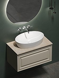 Тумба с раковиной Sancos Very 80 со столешницей, бежевая матовая для ванной в интернет-магазине Sanbest