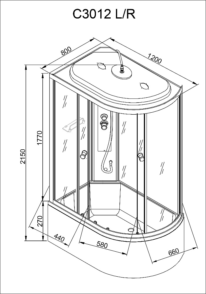 Душевая кабина AvaCan C Серия C3012 120х80 стандартная купить в интернет-магазине Sanbest