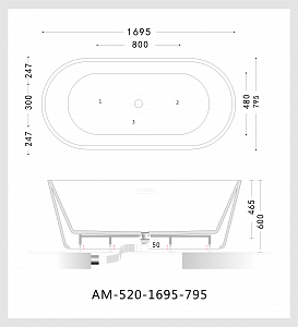 Акриловая ванна Art&Max AM-520-1695-795 купить в интернет-магазине Sanbest