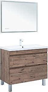 Тумба с раковиной Aquanet Нота New 100 344148+284116 дуб веллингтон табак для ванной в интернет-магазине Sanbest