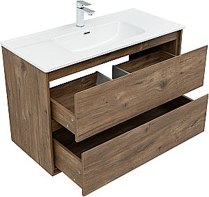 Тумба с раковиной Aquanet Милан 336380/254365 100 дуб рустикальный для ванной в интернет-магазине Sanbest