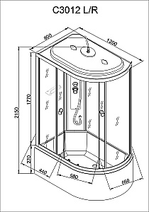 Душевая кабина AvaCan C Серия C3012 120х80 стандартная купить в интернет-магазине Sanbest