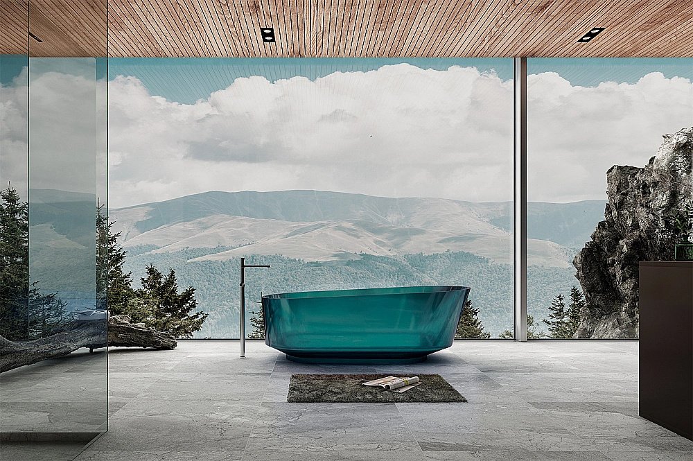 Ванна Abber Kristall AT9706Aquamarin 170x80 бирюзовая прозрачная купить в интернет-магазине Sanbest