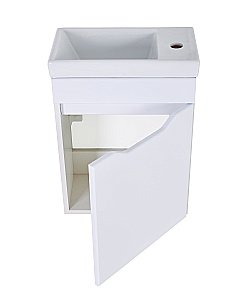 Тумба с раковиной Orange Мини 40 Mini-40TUW+Ra белый глянец для ванной в интернет-магазине Sanbest