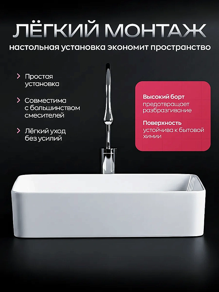 Раковина накладная GID Retto 40 b40x30w белый купить в интернет-магазине Sanbest