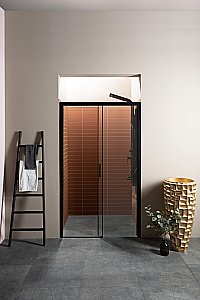 Душевая дверь Aquanet Pleasure AE60-N-160H200U-BT 160 стекло прозрачное/профиль черный купить в интернет-магазине Sanbest