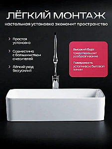 Раковина накладная GID Retto 40 b40x30w белый купить в интернет-магазине Sanbest
