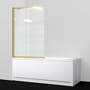 Шторка для ванны с фиксатором WasserKraft Schunter 82S02-100 Fixed 100 стекло прозрачное/профиль матовое золото купить в интернет-магазине Sanbest