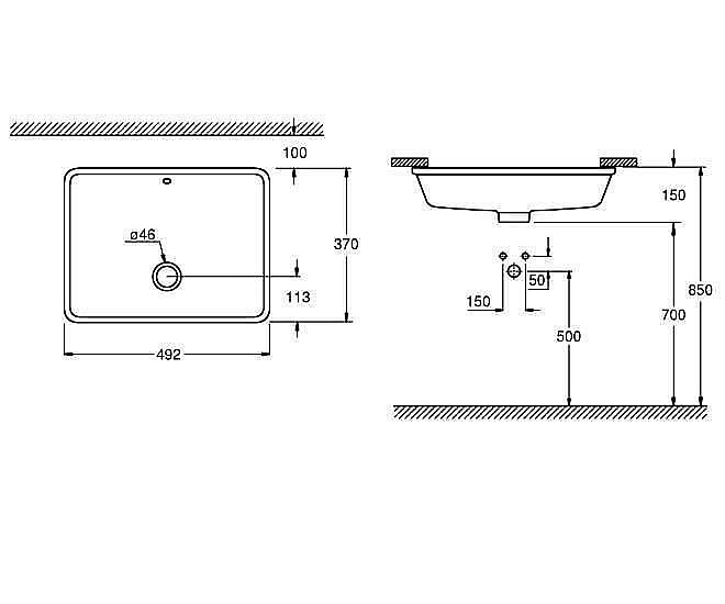 Раковина встраиваемая  Grohe Cube Ceramic 49 3948000H белая купить в интернет-магазине Sanbest