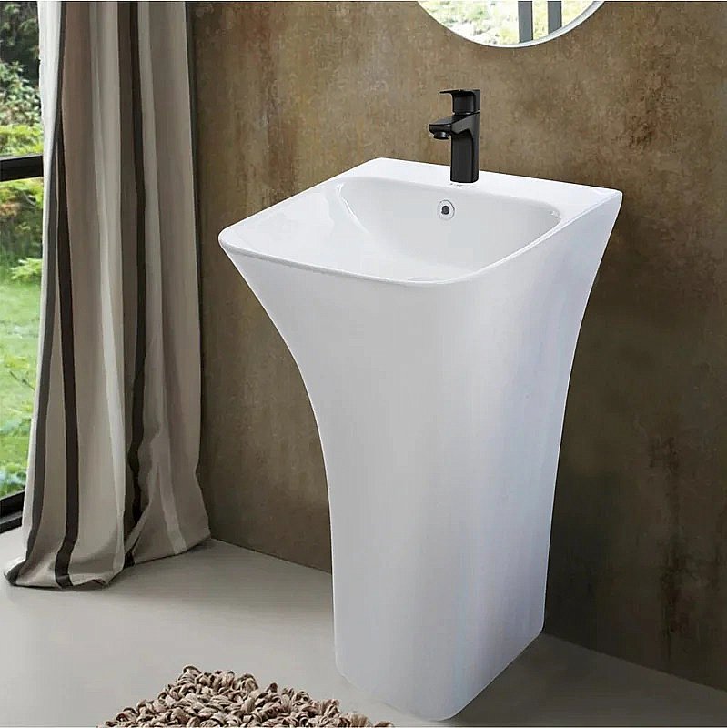 Раковина напольная WeltWasser WW LEERBACH 4543 GL-WT 45 белая купить в интернет-магазине Sanbest