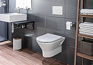 Унитаз подвесной BAS COMPACT безободковый, с крышкой микролифт, белый купить в интернет-магазине Sanbest