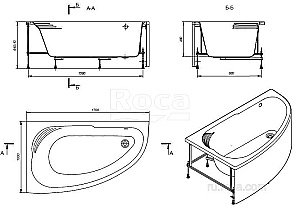 Ванна Roca Merida 170х100 купить в интернет-магазине Sanbest